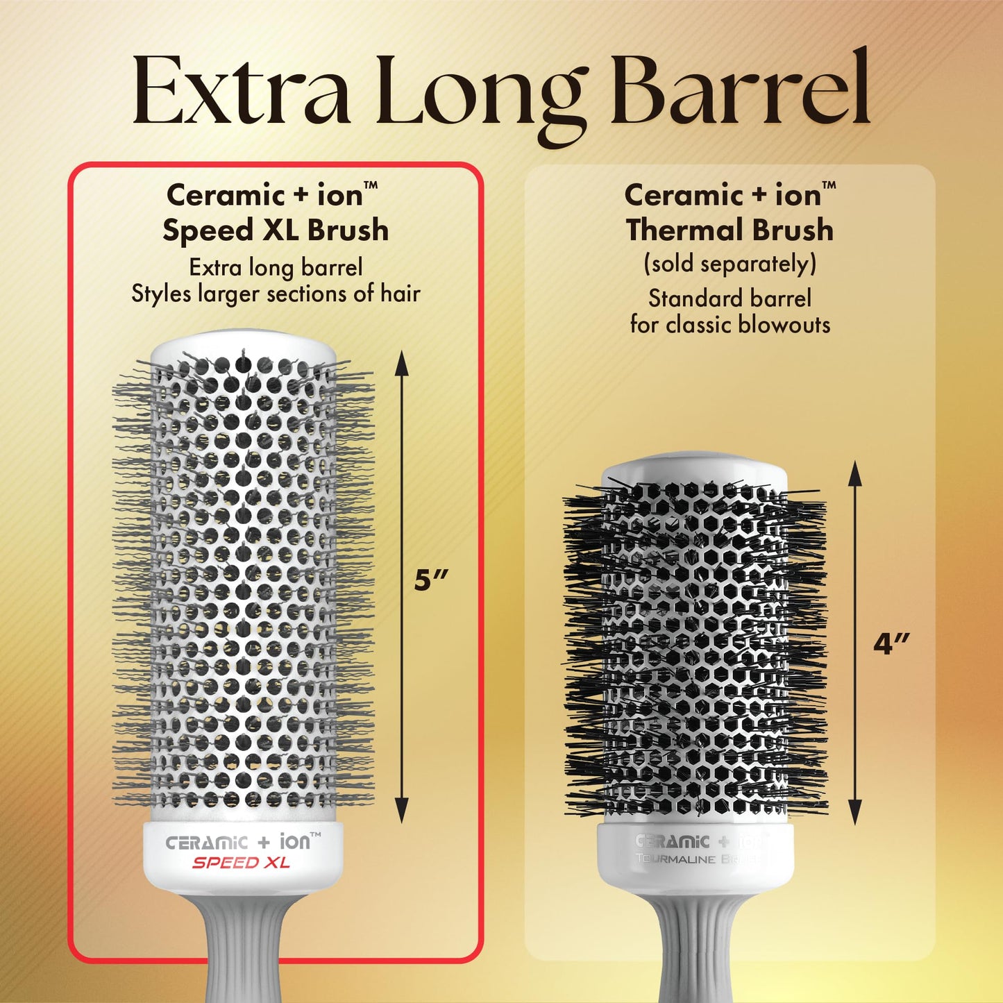 Olivia Garden Ceramic + Ion Speed XL - Extra-Long Round Thermal Hair Brush - Not Electrical - Professional Blowout Brush for Normal to Thick Hair - 2