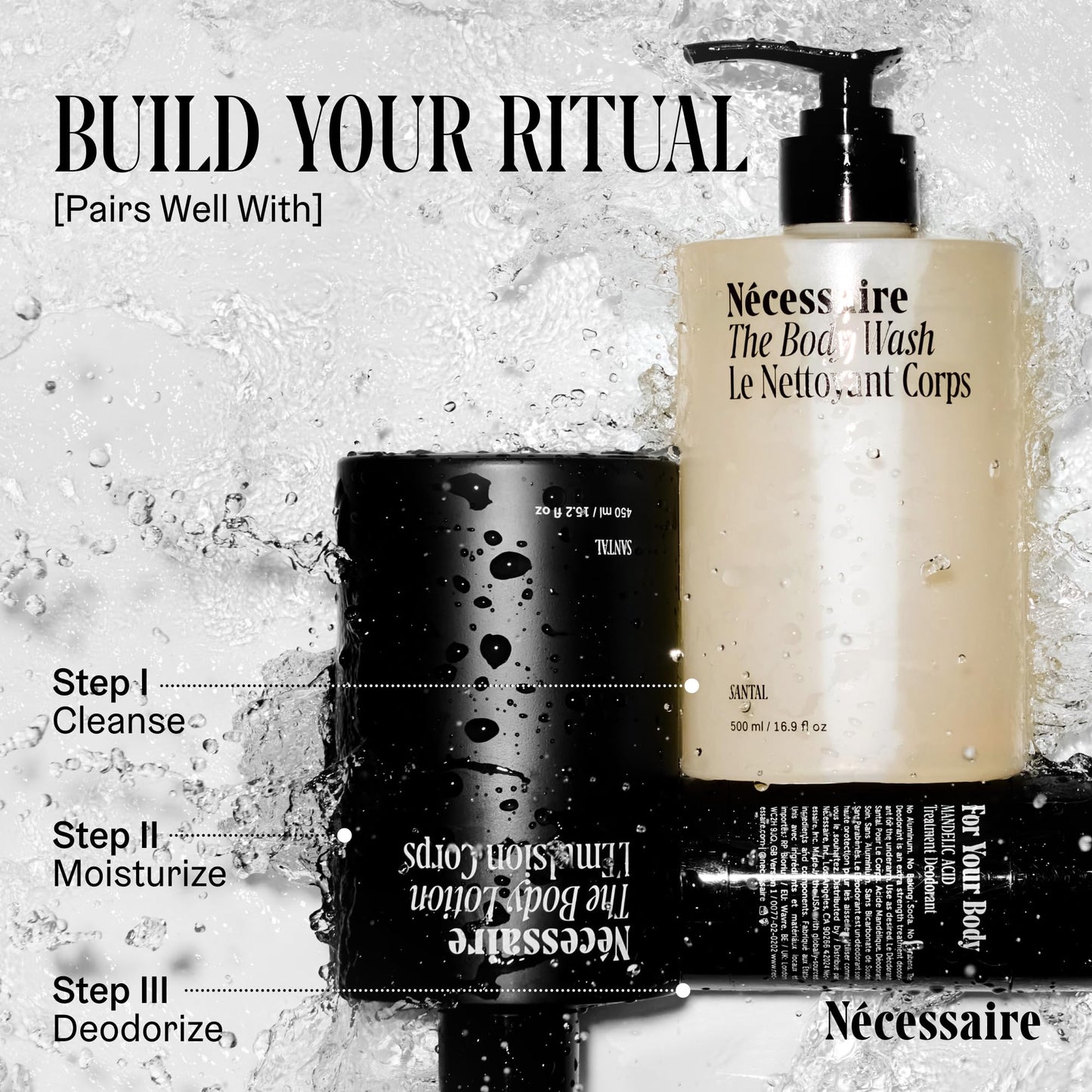 Nécessaire The Body Wash Santal - Natural Body Wash for Women & Men, Therapeutic Shower Gel with Epsom Salt + Minerals. Gel Cleanse, 8.4 fl oz.