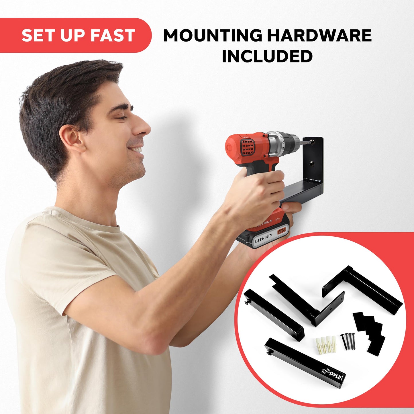 Pyle Adjustable Speaker Wall Mount Brackets - 2 Pack Extendable Steel Arms for Center Channel, Small or Large Speakers & Soundbars - 110 lbs…