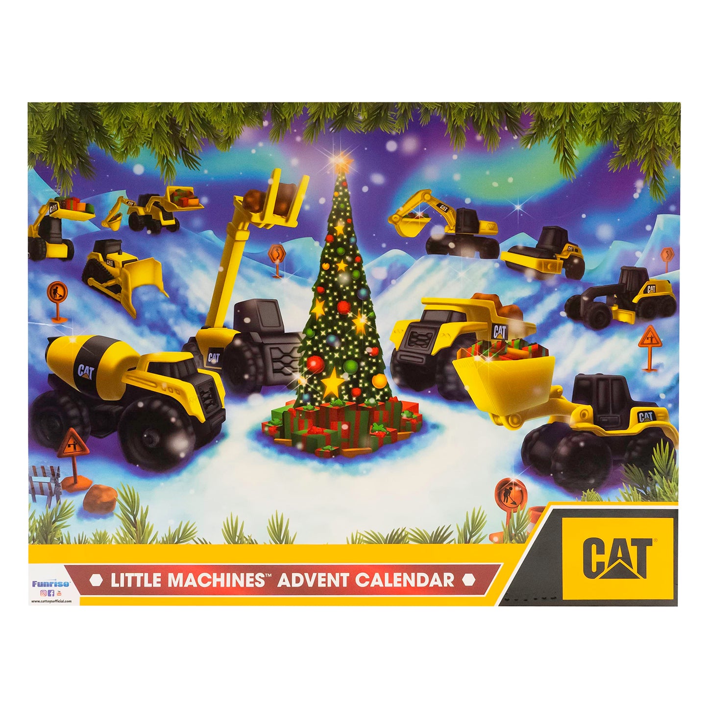 CAT Construction Toys Little Machines Advent Calendar – 24 Pc Set with 10 Mini Vehicles & Magic Insta-Dirt, Kids Ages 3+