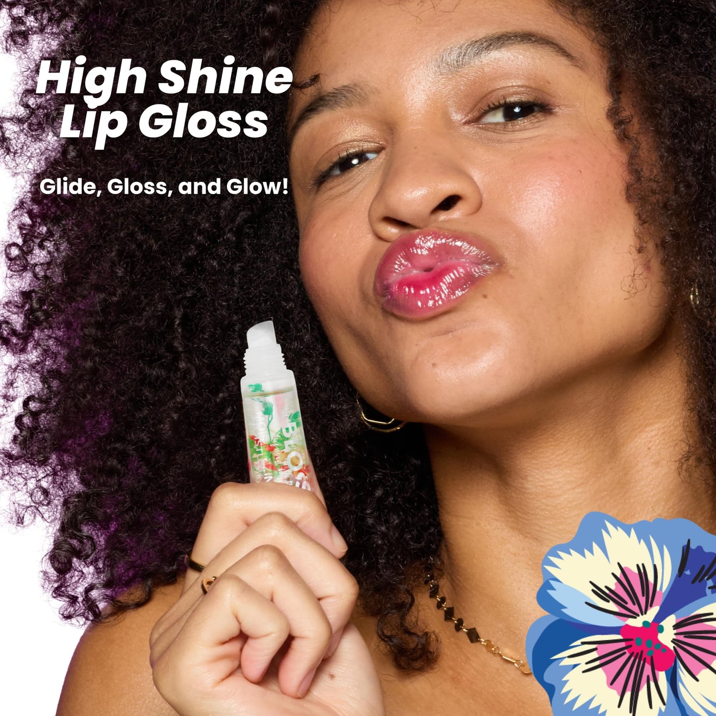Blossom Lip Gloss Tubes, Watermelon Scented Thick Clear High Shine Moisturizing Flower Lip Gel with Nourishing Jojoba Seed Oil, Infused with Real