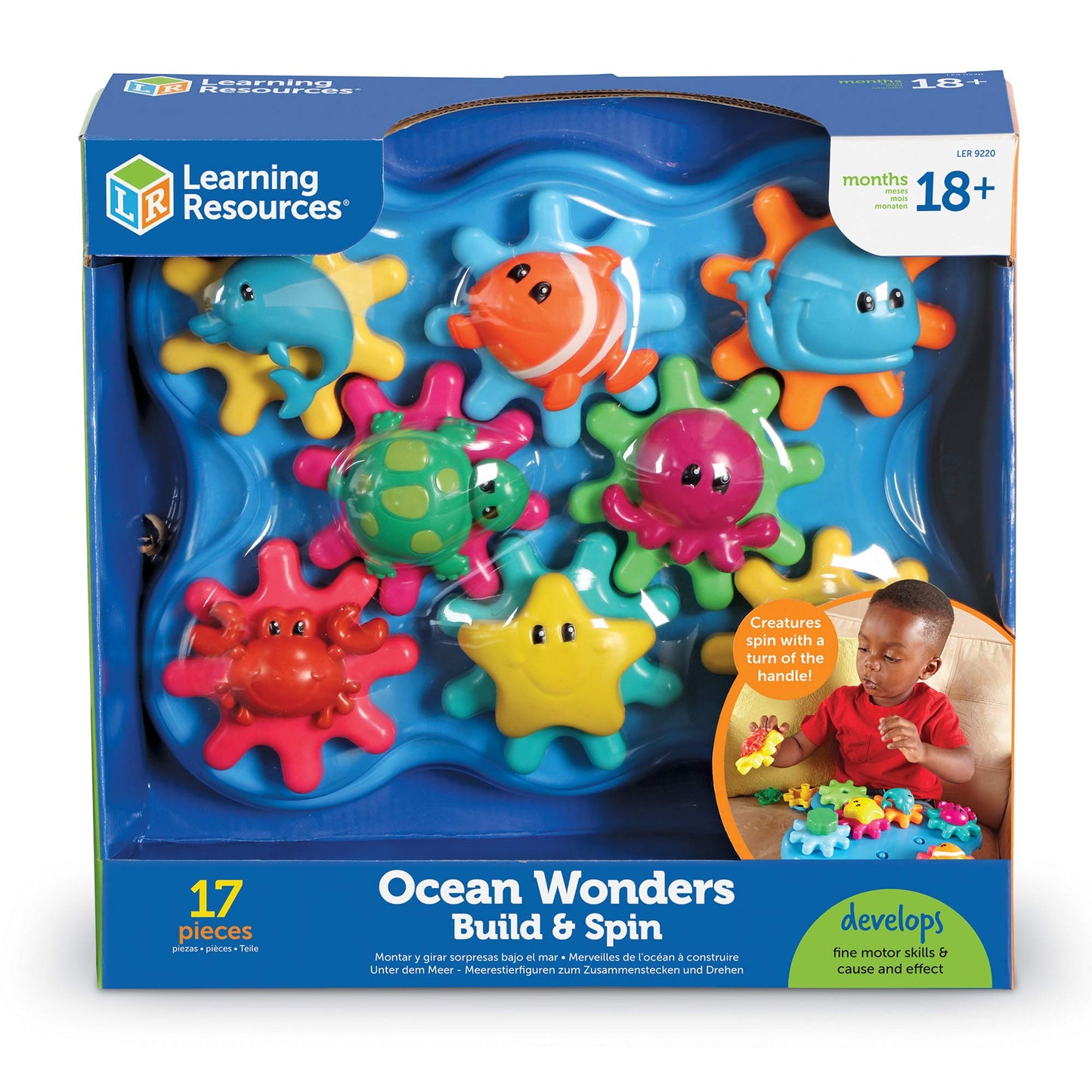 Learning Resources Ocean Wonders Build & Spin, Gears Toy & Building Set, 17 Pieces, Ages 18+ months