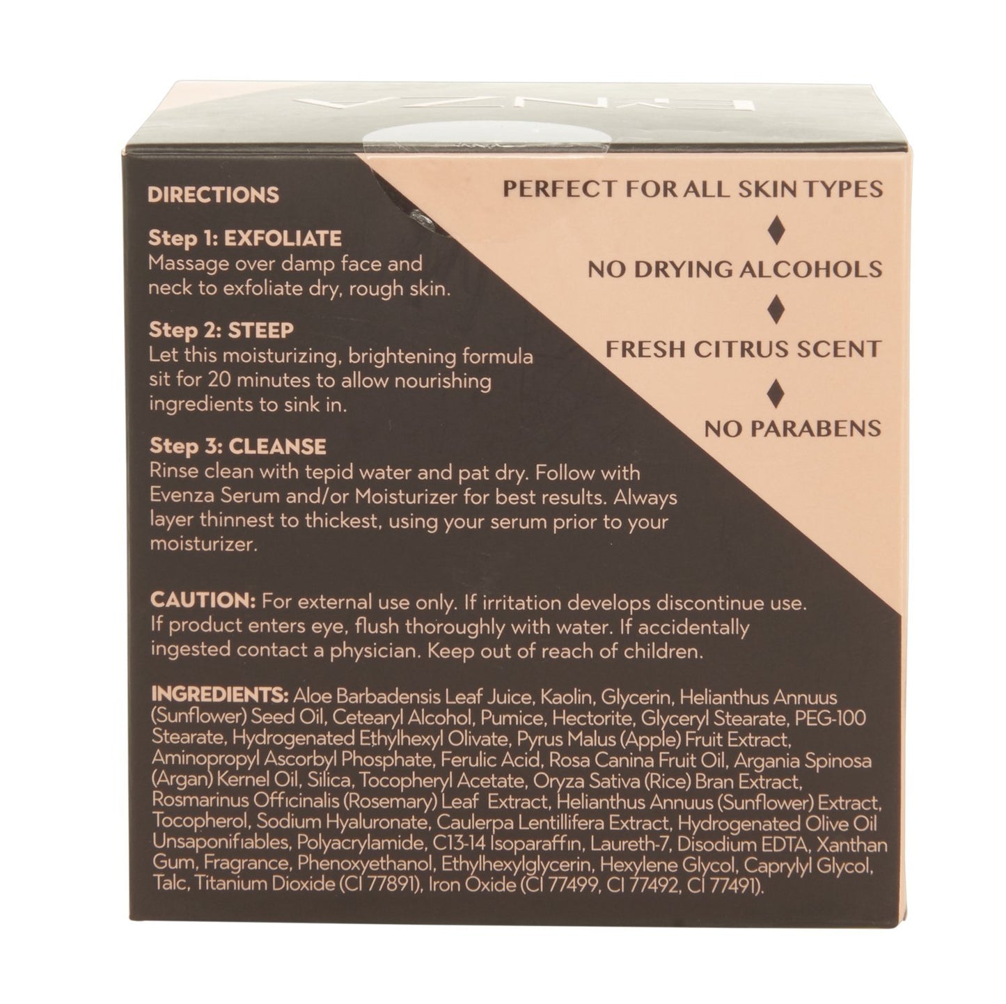 Evenza Miracle Renewing Exfoliating Face Mask for age spots and uneven skin tone. Vitamin C Clay Mask with Argan Oil and Ferulic Acid. Large 5oz jar.
