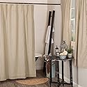 VHC Brands Sawyer Mill Charcoal Decorative Farmhouse Ticking Stripe Shower Curtain with Buttonholes 72x72