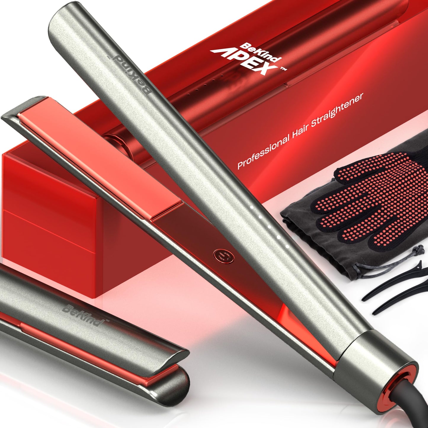 Bekind Apex 2-in-1 Hair Straightener Flat Iron | 1“ 460°F Straightener and Curler for All Hairstyles | UltraSmooth Tech | 15s Fast Heating & Temp