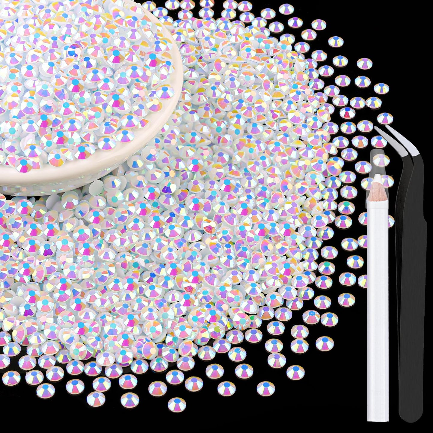 5000Pcs 4mm Resin Jelly Rhinestones for Crafting, White AB Flatback Gems, Bedazzling Crystal Bulk for DIY Crafts Clothing Tumblers Shoes Nail Art Beauty and Personal Care TINKRSTUFF Default Title