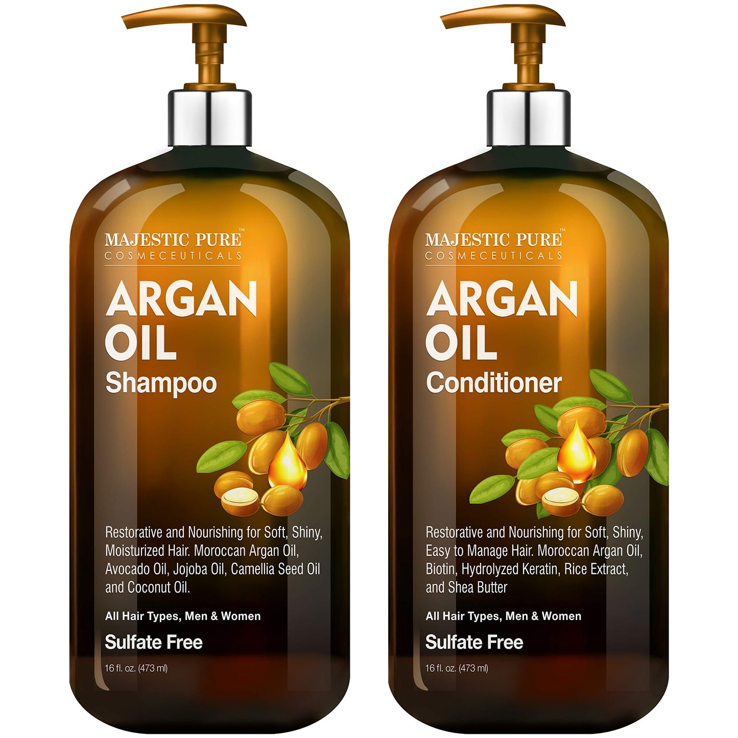 MAJESTIC PURE Argan Oil Shampoo and Conditioner Set | Nourishing & Promotes Soft and Silky Hair | Sulfate Free | For All Hair Types, Men and Women - 2