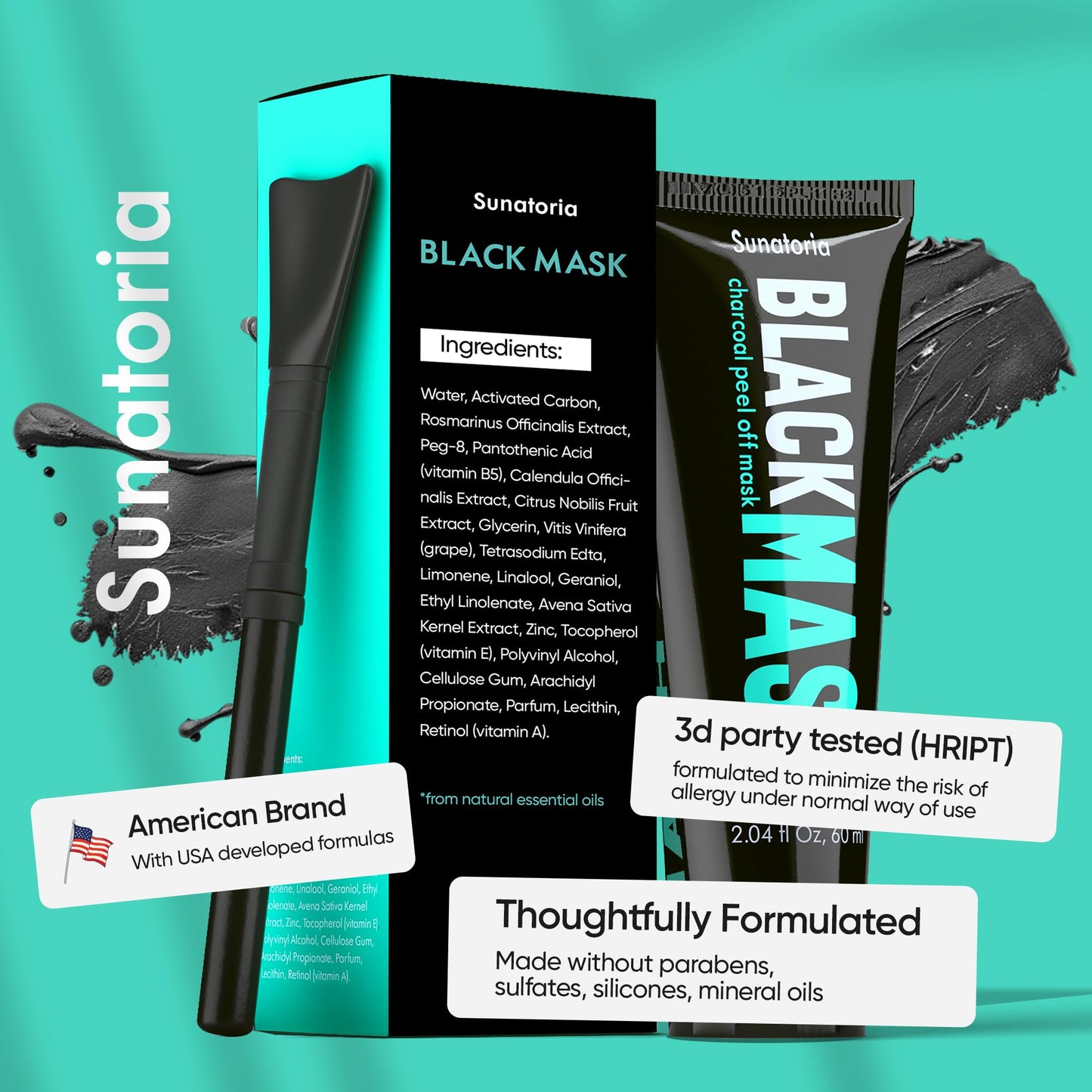 SUNATORIA Original - Black Peel Off Face Mask - Charcoal Pore Mask - Helps Remove Excess Oil & Lift Away Surface Impurities - Botanical Extracts Beauty and Personal Care SUNATORIA