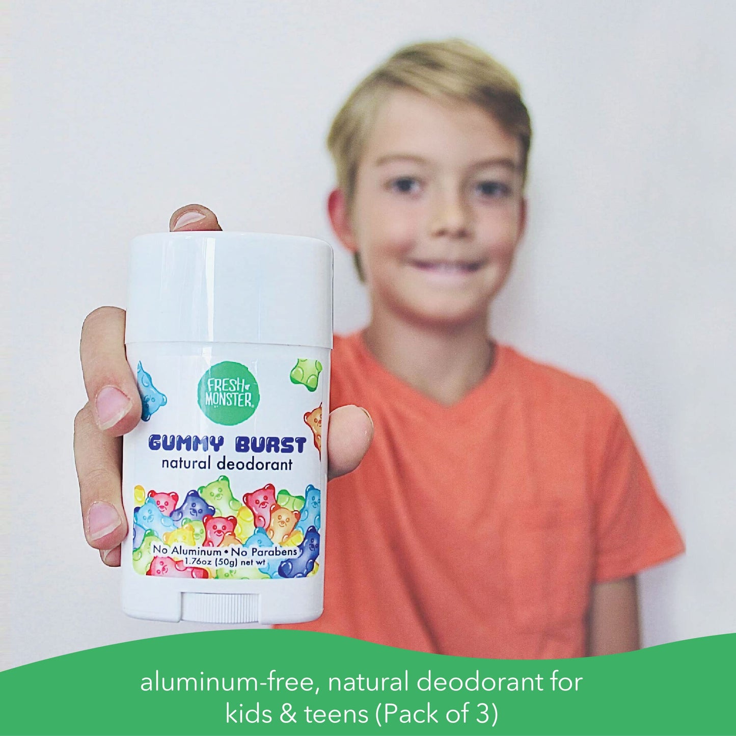 Fresh Monster Natural Deodorant for Kids & Teens I Mom's Choice Gold Award Winner | Aluminum-Free, Paraben-Free, Hypoallergenic I 24-Hour Protection I