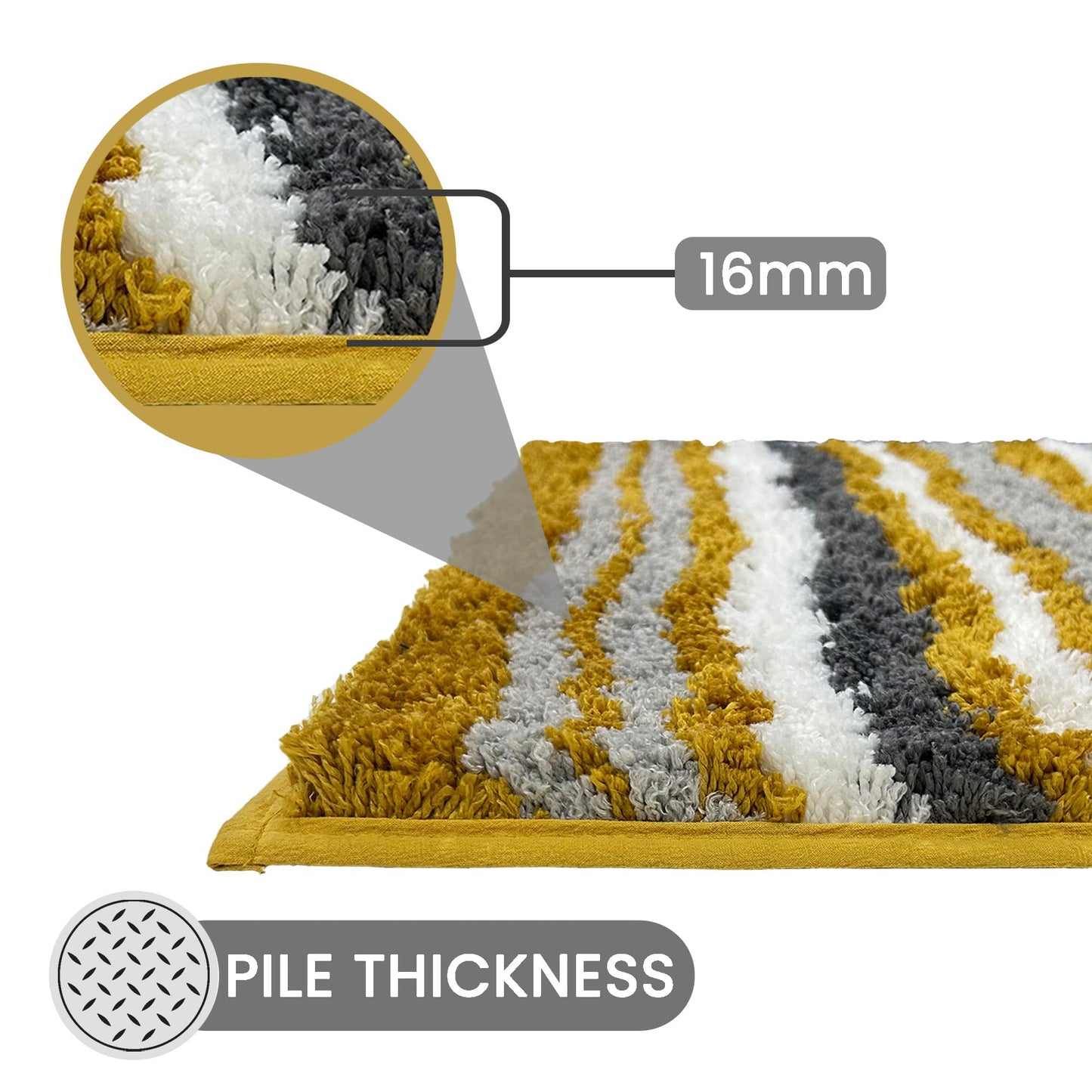 Better Trends Griffie Collection Bathroom Mat -Yellow Bathroom Rugs, Washable, Quick Dry & Absorbent Bath Mat, Farmhouse Bathroom Rug, Bath mats…