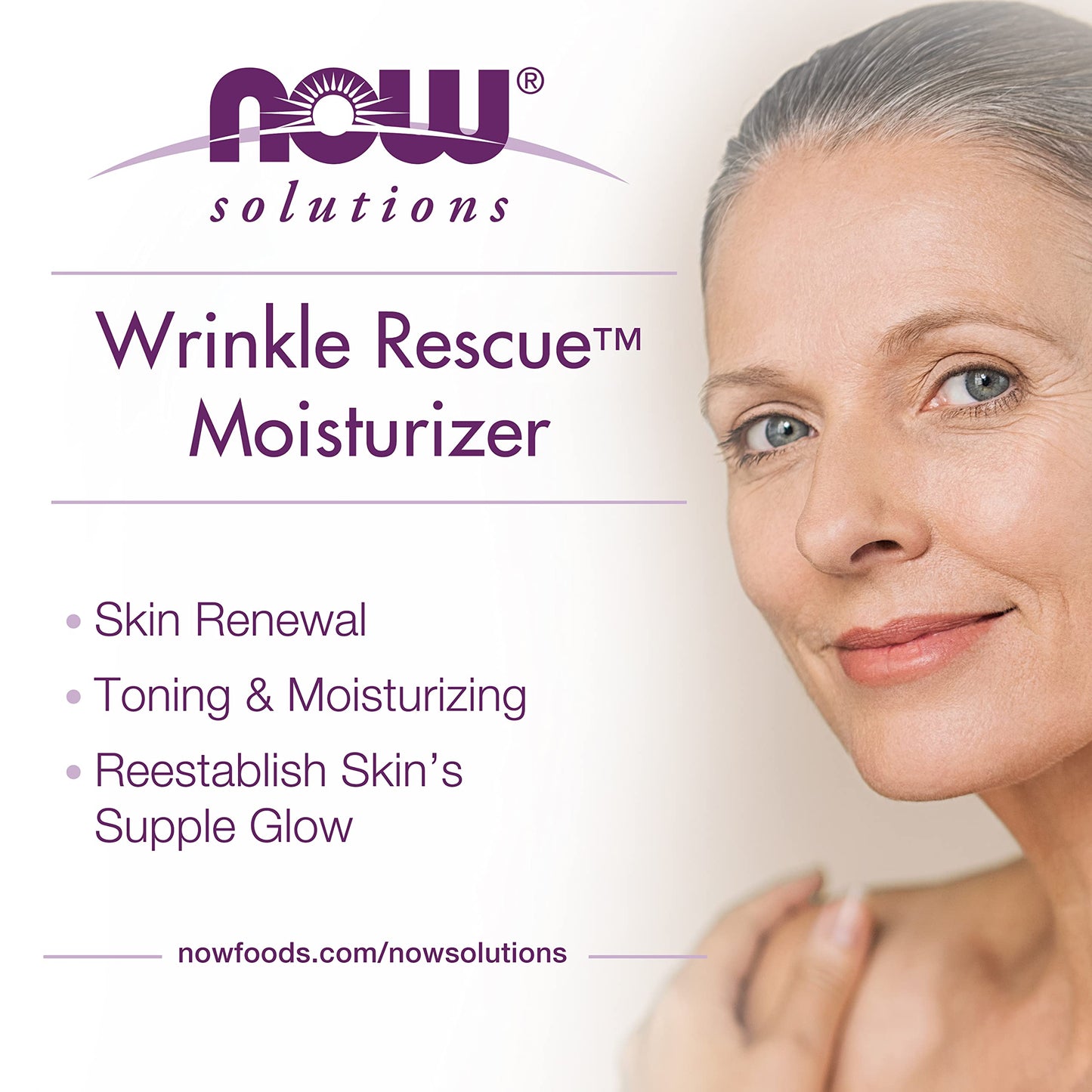 NOW Foods Solutions, Wrinkle Rescue Moisturizer, with Clinically Tested Sepilift® DPHP and Lanablue™ to Tone Aging Skin, 2-Ounce
