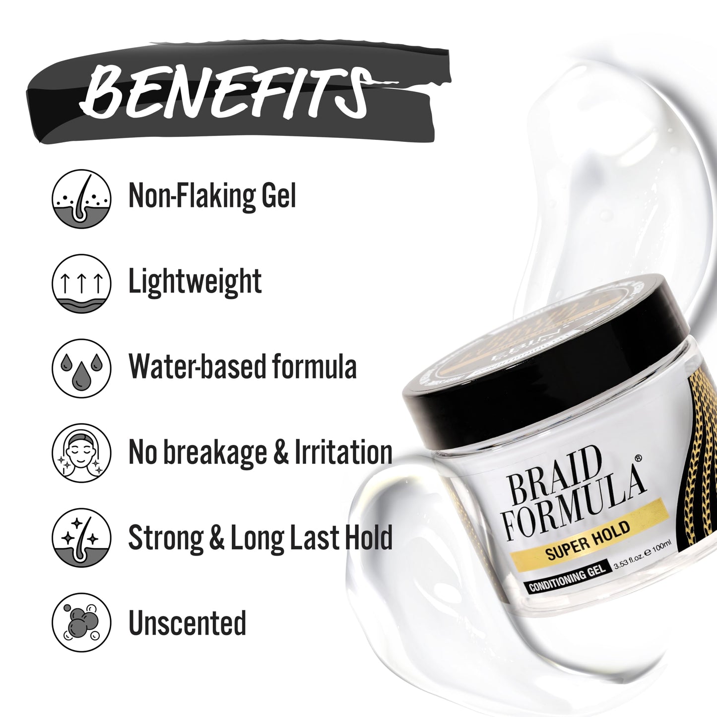 EBIN NEW YORK Braid Formula Conditioning Gel, Super Hold, 6.35 Oz | Great for Braiding, Twisting, Edges, No Residue, No Flaking, Strong Hold, High