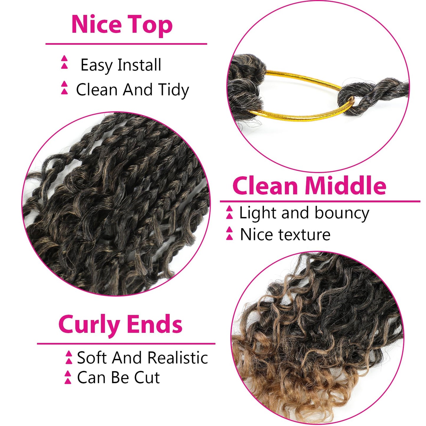 Wodun 14inch Goddess Box Braids Crochet Hair Pre Looped Box-Braids Crochet-Hair with Curly Ends For Black Women Synthetic 3X Bohemian Box Braiding