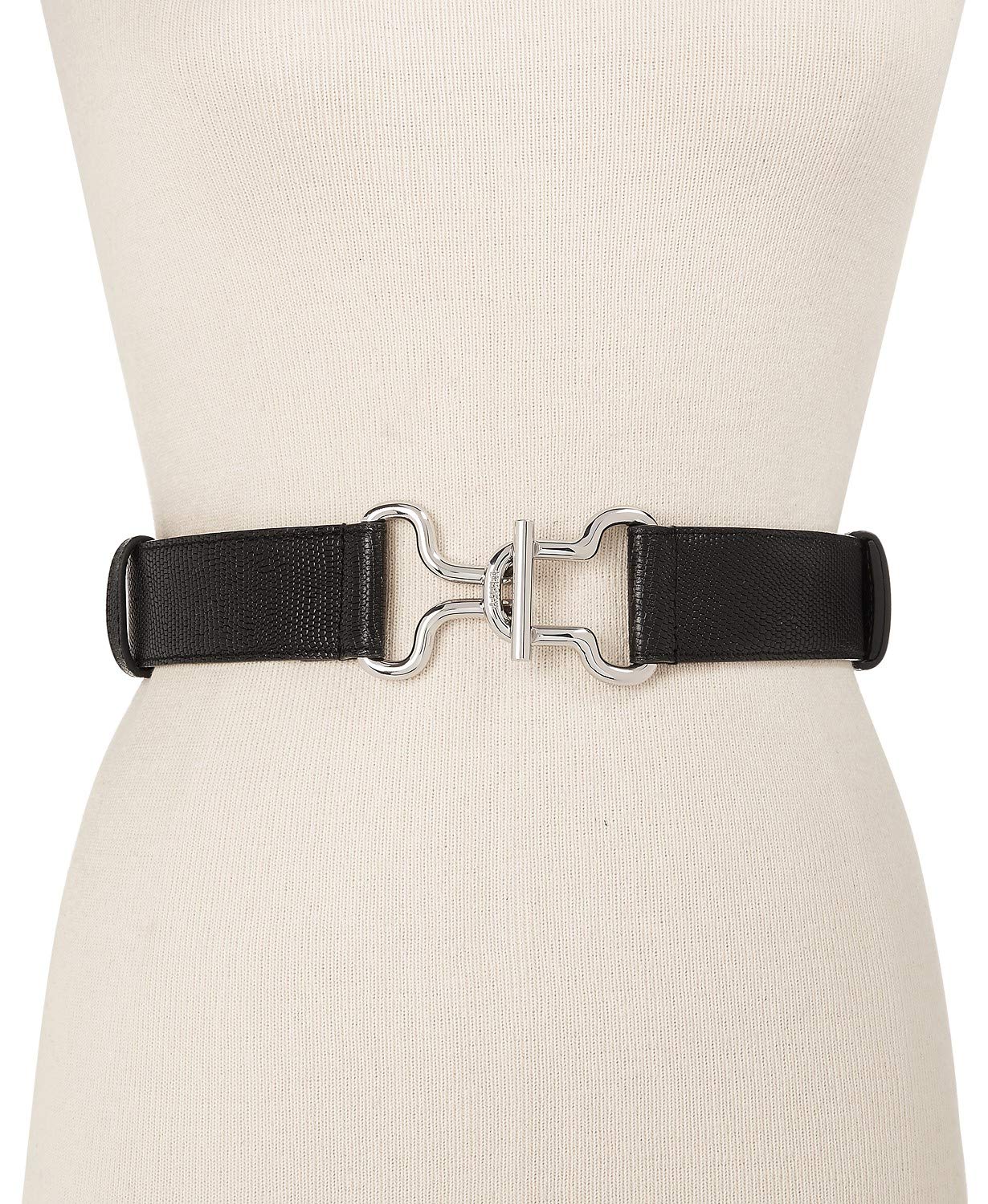 DKNY Adjustable Interlock Belt Black Silver Size One Size