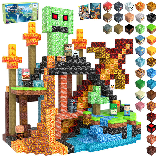 Magnetic Blocks 100pcs Building Cubes – Stacking Magnet Tiles Toy for Kids Ages 3-12, Educational Birthday Gift & Party Set (Underworld)