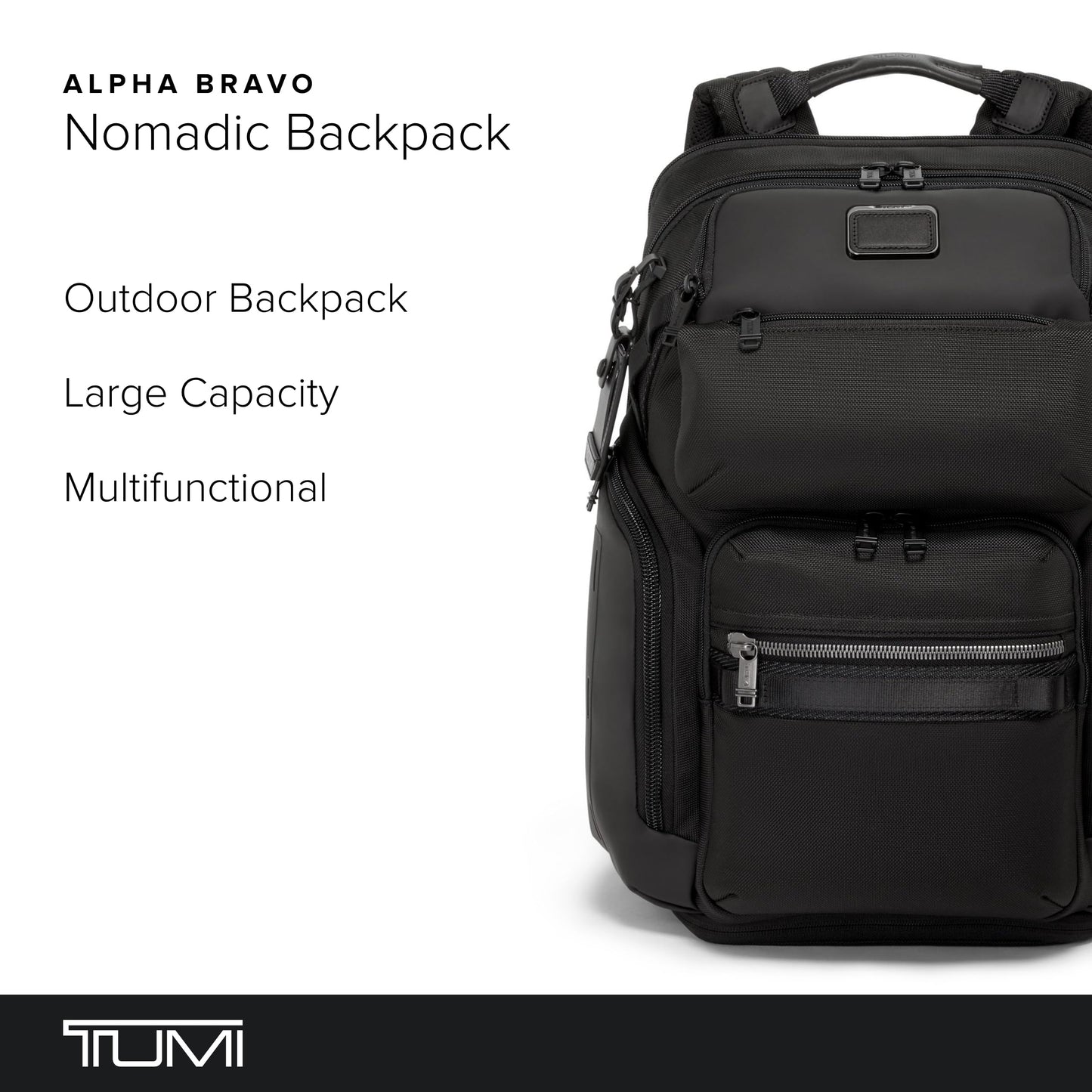 TUMI - Alpha Bravo Nomadic Backpack - Men's Durable Carry On Bag - 18.8" X 15.0" X 9.0" - Fits up to 15" Laptop - Black