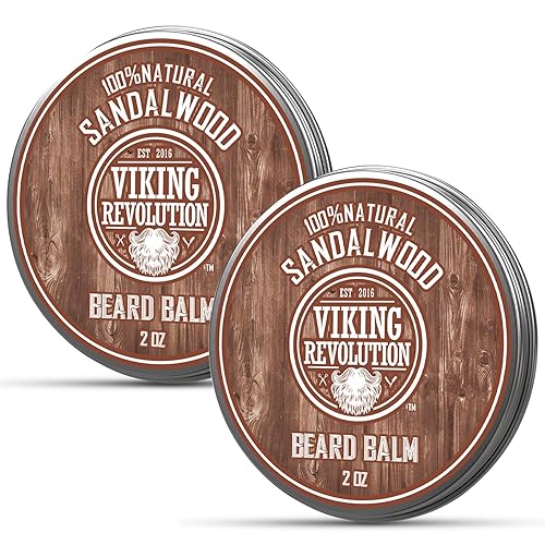 Viking Revolution Sandalwood Beard Balm - Beard Butter with Argan Oil, Beard Softener for Men with Jojoba Oil - Beard Moisturizer for Men with Beeswax
