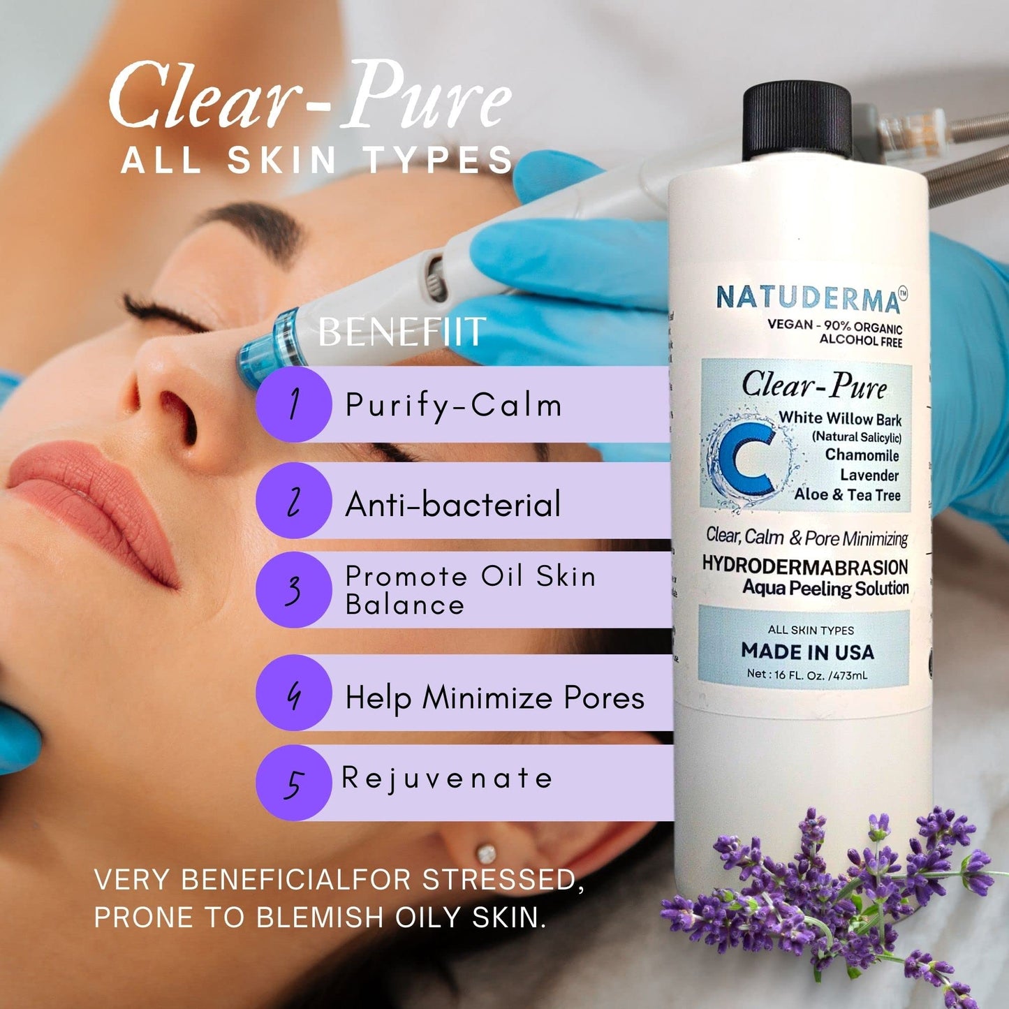 Hydrodermabrasion Solution, Aqua Peeling Serum, Solution for Wet Microdermabrasion, 3 bottles of 16 oz each, Natuderma Hydro Serum. MADE IN USA Beauty & Personal Care NATUDERMA