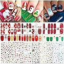 TailaiMei 15 Sheets Christmas Nail Stickers, 7 Sheets Nail Wrap Stickers and 8 Sheets Nail Decals Stickers, Full Wraps Strips and Self-Adhesive Set