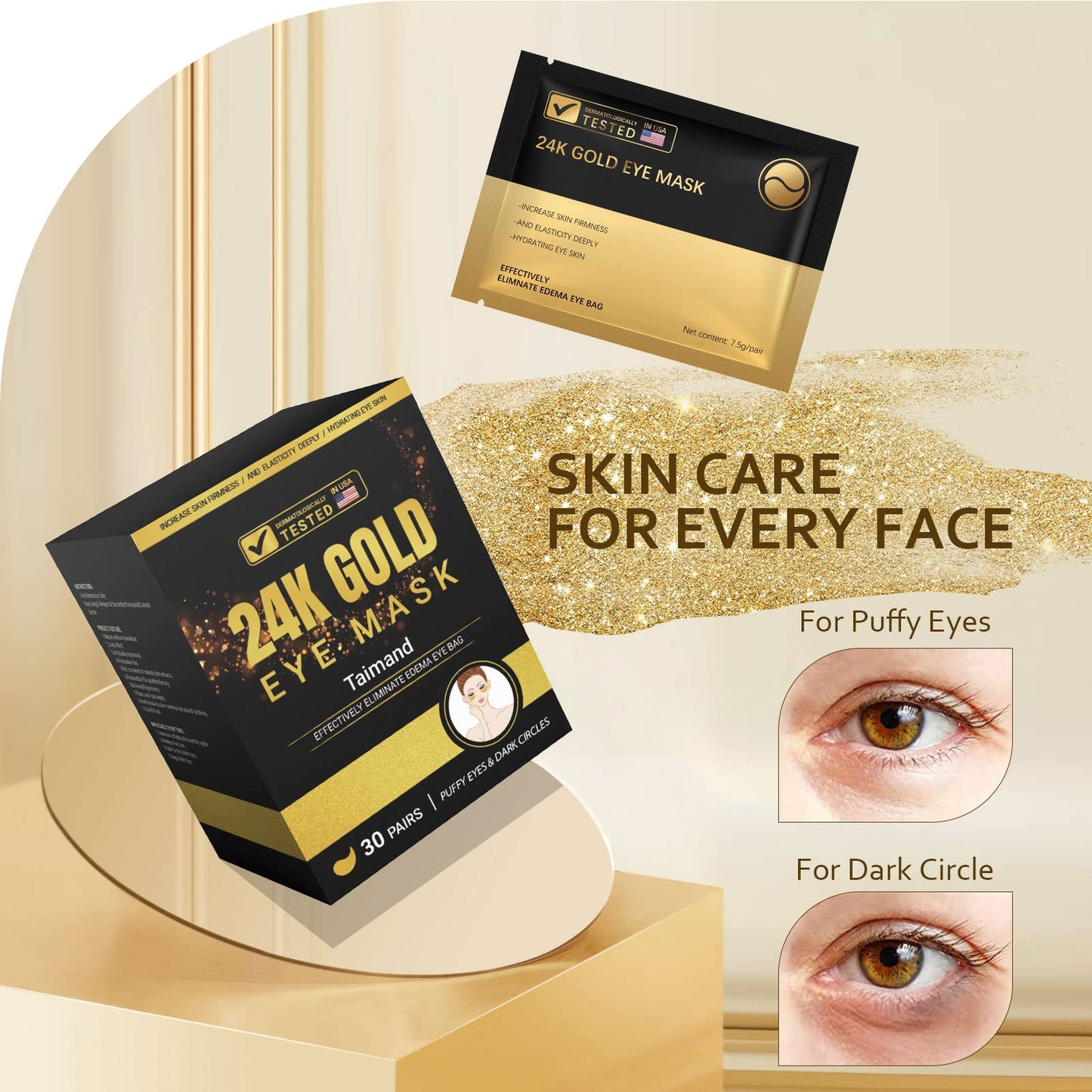 Under Eye Patches (30 Pairs), Under Eye Mask for Puffy Eyes, Dark Circles,Bags and Wrinkles with Collagen, Relieves Pressure and Reduces Wrinkles Beauty and Personal Care Taimand