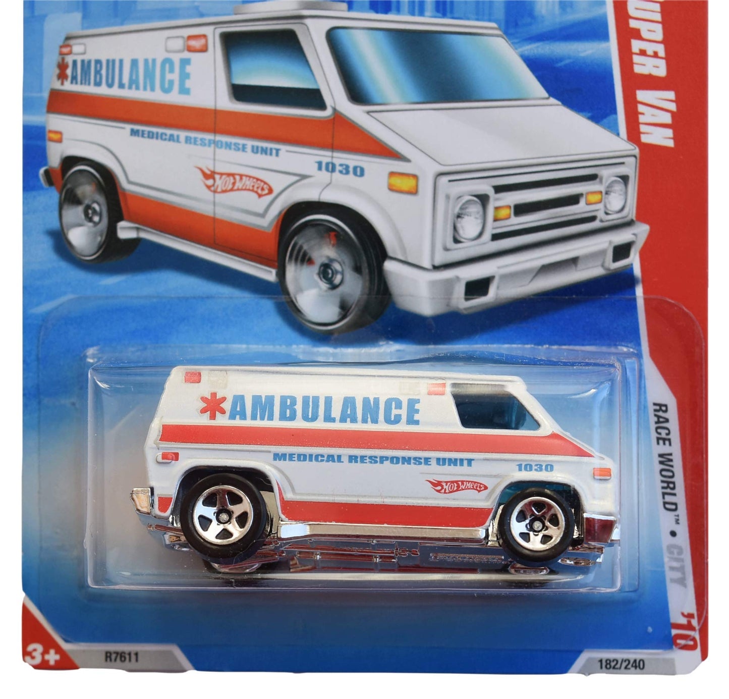Hot Wheels 2010 Race World Super Van Ambulance 1:64 Scale