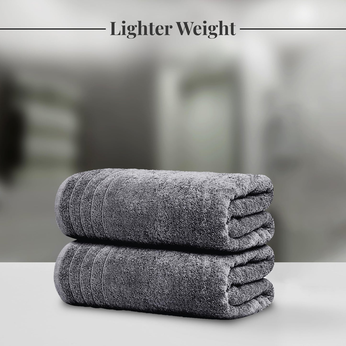 Tens Towels 8-Piece Set, 2 XL Bath, 2 Hand & 4 Washcloths, 100% Cotton, Lightweight, Quick Dry & Super Absorbent for Bathroom, Dark Grey
