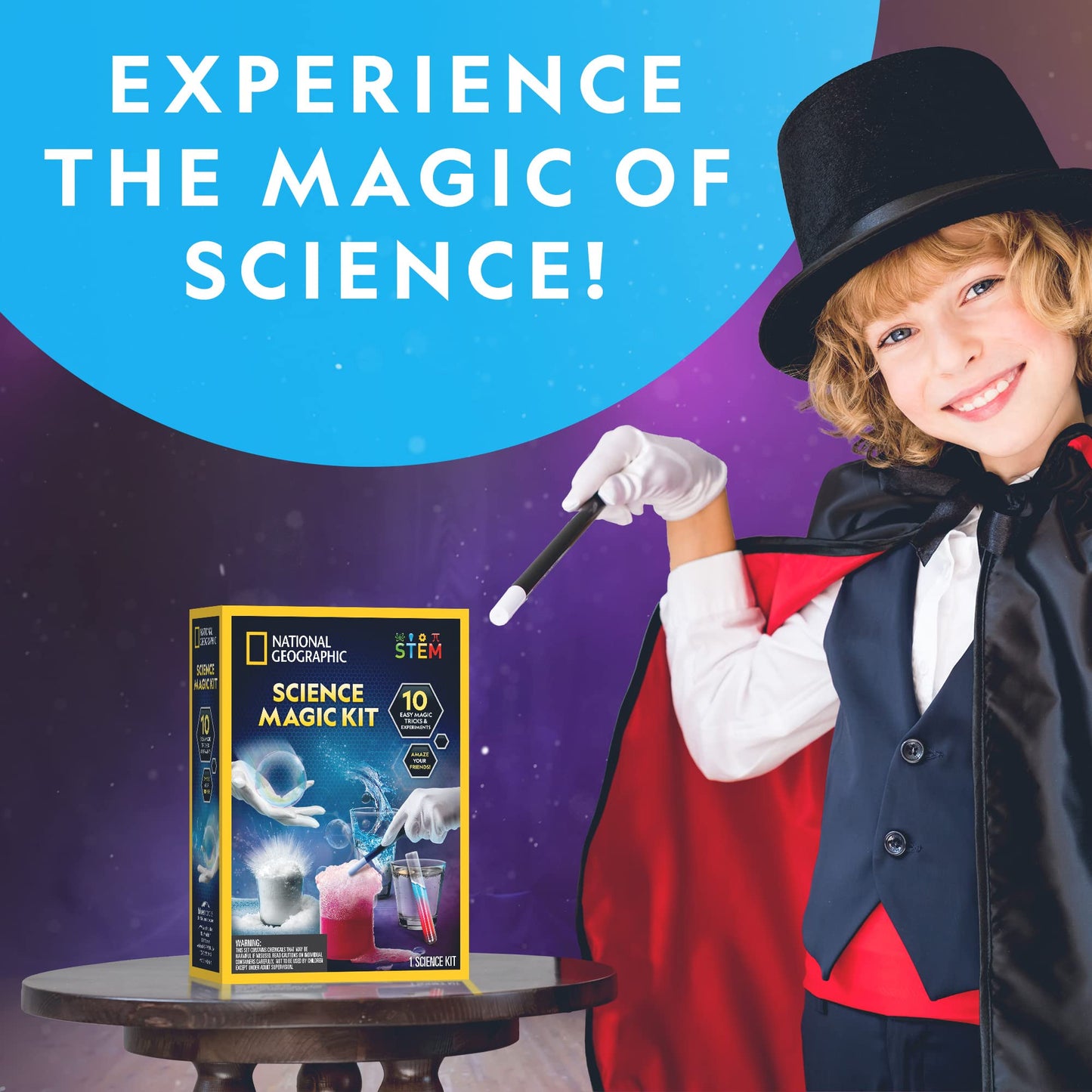 National Geographic Magic Chemistry Set – Kids Science Kit with 10 Magic Tricks, Fun STEM Experiments & Science Toys Gift for Boys & Girls 8-12