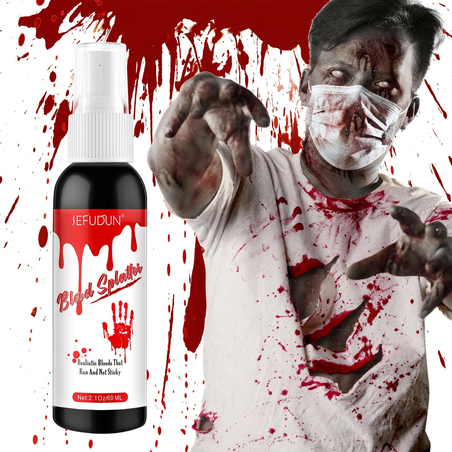 Halloween Blood Splatter Fake Blood Washable Spray, Bloody Fake Blood for Costume Zombie Vampire and Monster Dress Up Cosplay, Fake Blood Spray is