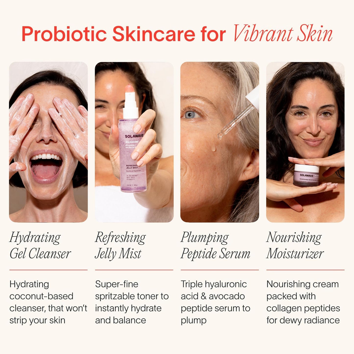 Solawave Probiotic Gel Facial Cleanser with Prebiotics and Pro Vitamin B5, Hydrating and Soothing Formula to Remove Makeup and Reduce Blemishes