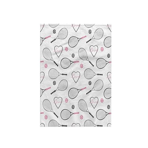 3D Rose TWL_201737_1 Tennis Love Pattern Grey and Pink, 15" x 22"