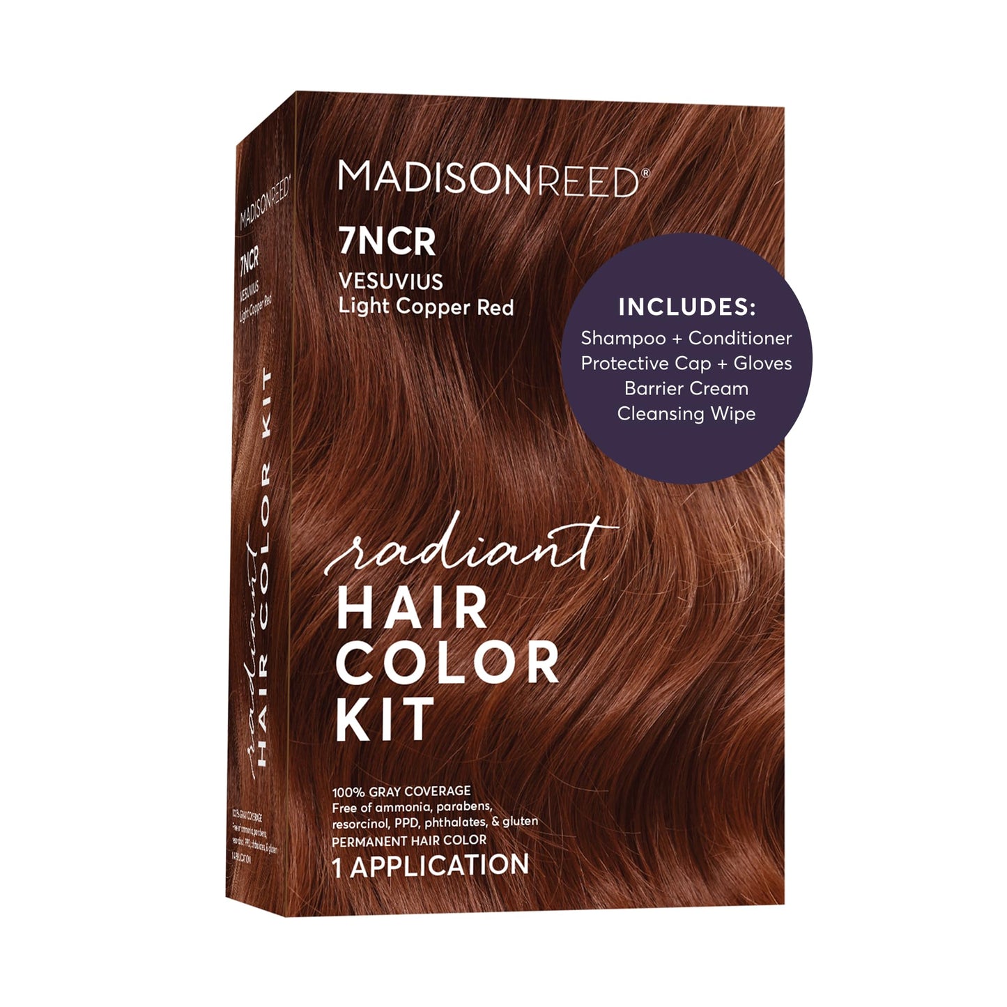Madison Reed Radiant Hair Color Kit - 7NCR Light Copper Red (Vesuvius Red), Salon-Quality Permanent Hair Dye, Superior Gray Coverage & Dimensional