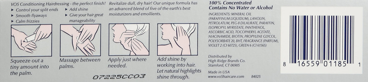 Vo5 Conditioning Hairdress Gray/White/Silver 1.5 Ounce Tube (44ml) (6 Pack)
