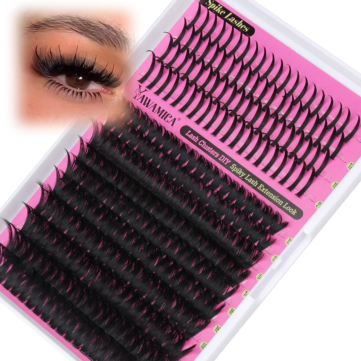 Yawamica 100D Volume Lash Clusters 12-20mm with 15-21mm Spike Individual Lashes DIY Manga Lashes Clusters D Curly Wispy Eyelash Clusters Fairy Cluster Beauty and Personal Care Yawamica Default Title
