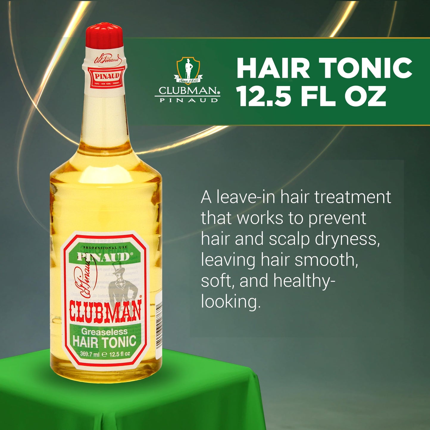 Clubman Pinaud Hair Tonic - Classic Greaseless Men’s Grooming Hair Tonic for Men, Stimulates Scalp & Revitalizes Hair Without Grease, 12.5 fl oz