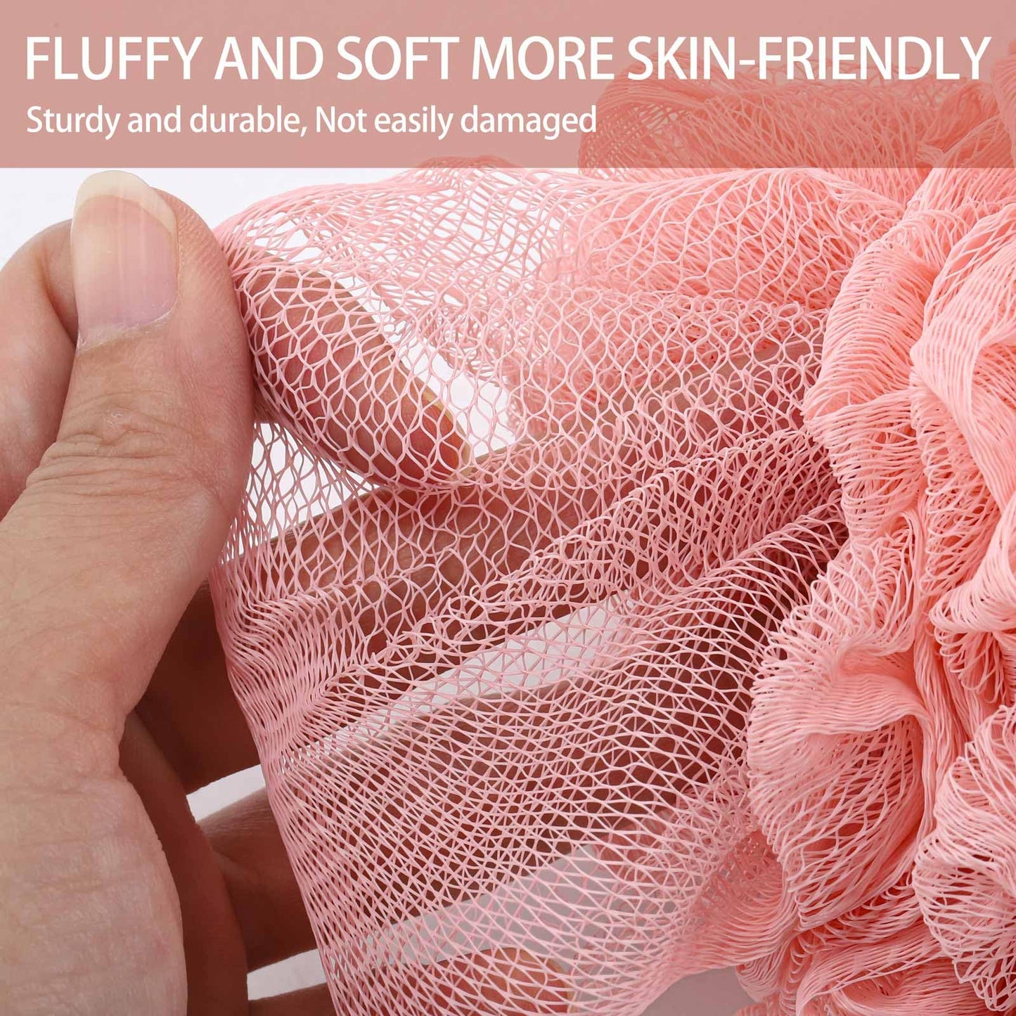 BTYMS 4 Pieces Shower Loofahs Bath Sponges 60g/pcs Mesh Puffs Body Scrub Luffas Bath Scrunchies for Shower Exfoliate