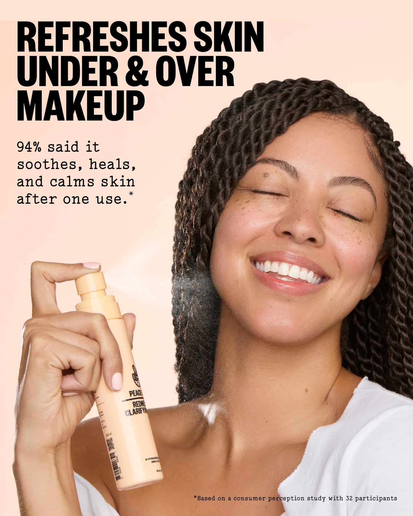 PEACE OUT Redness + Clarifying Mist, Hypochlorous Acid Facial Spray with Zinc and Arnica, Helps Reduce Redness, Control Excess Oil, and Refresh Dry