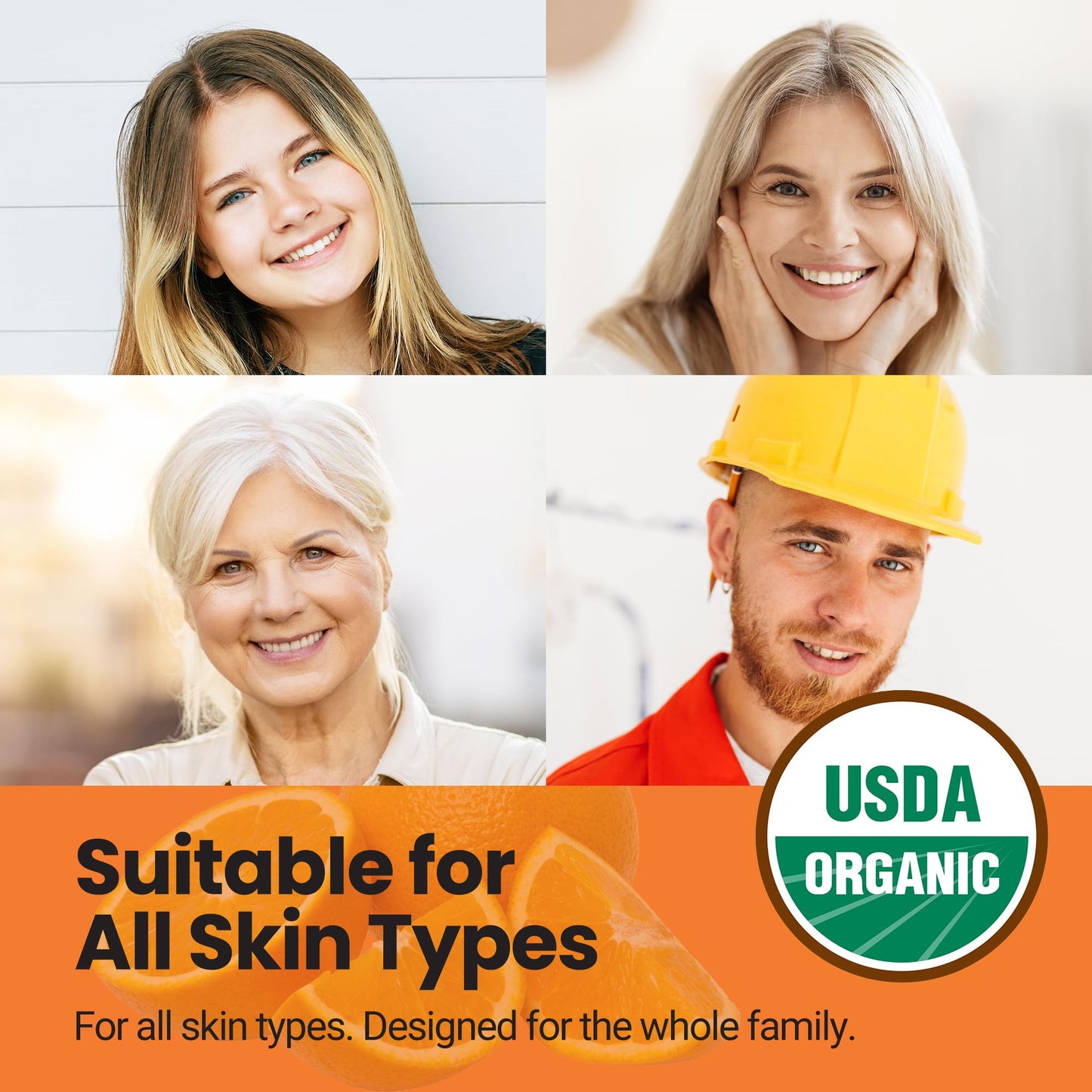 Desert Oasis Skincare | USDA Organic Orange Lip Balm - 70% Jojoba Oil with Beeswax - Natural Orange Essential Oil - Nourishes & Softens Dry Lips