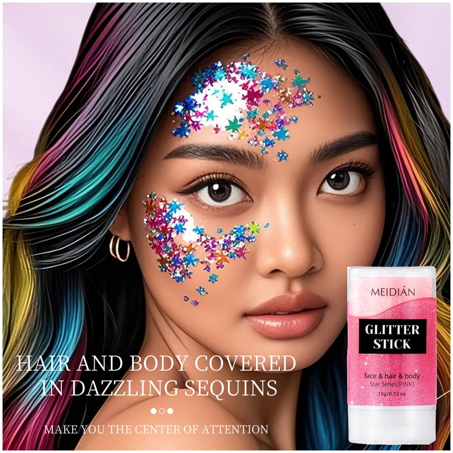 Body Glitter Stick Pink Glitter Face Paint Face Hair Body Makeup Festival Accessories Glitter