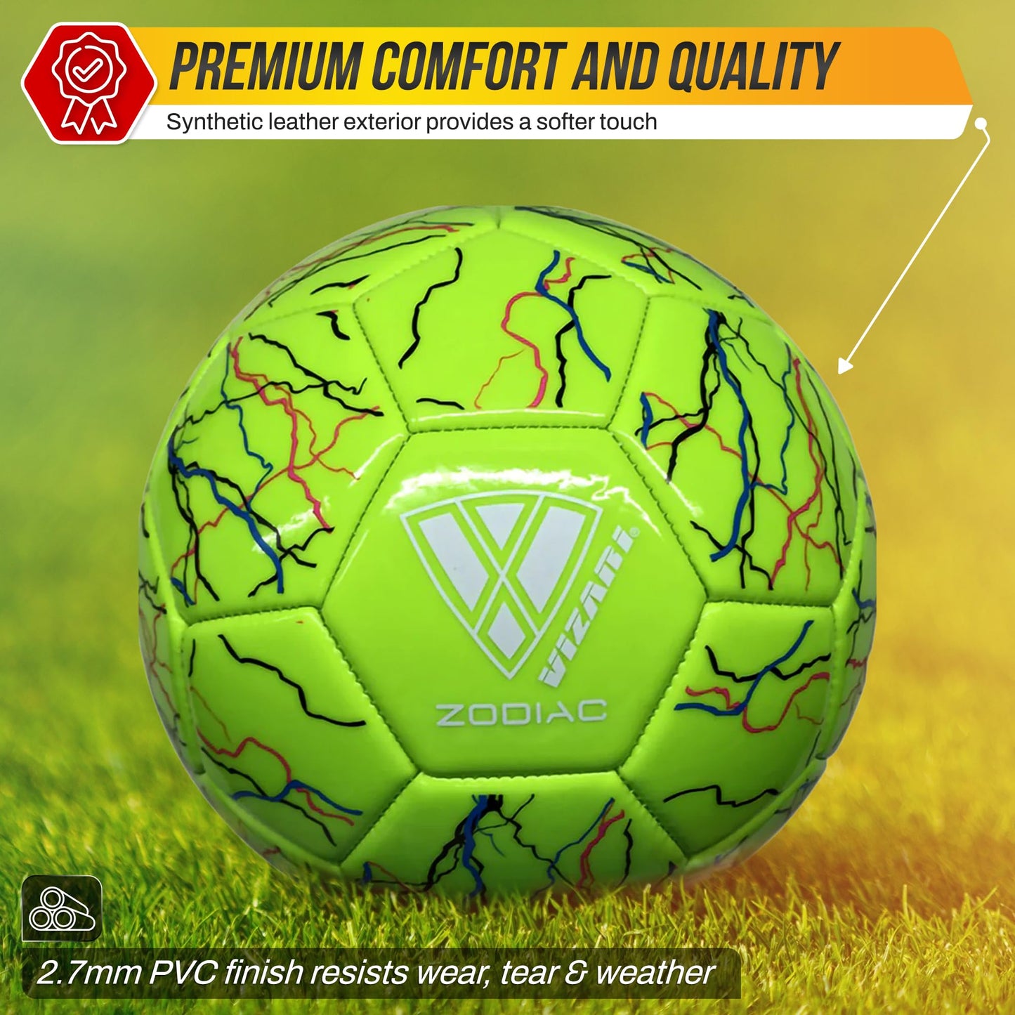 Vizari Zodiac Soccer Ball for Youth, Adults, Boys, Girls, Kids | Size 3,4,5 | Durable & Waterproof Synthetic Leather Soccer Ball (Bundle of 1, 6…