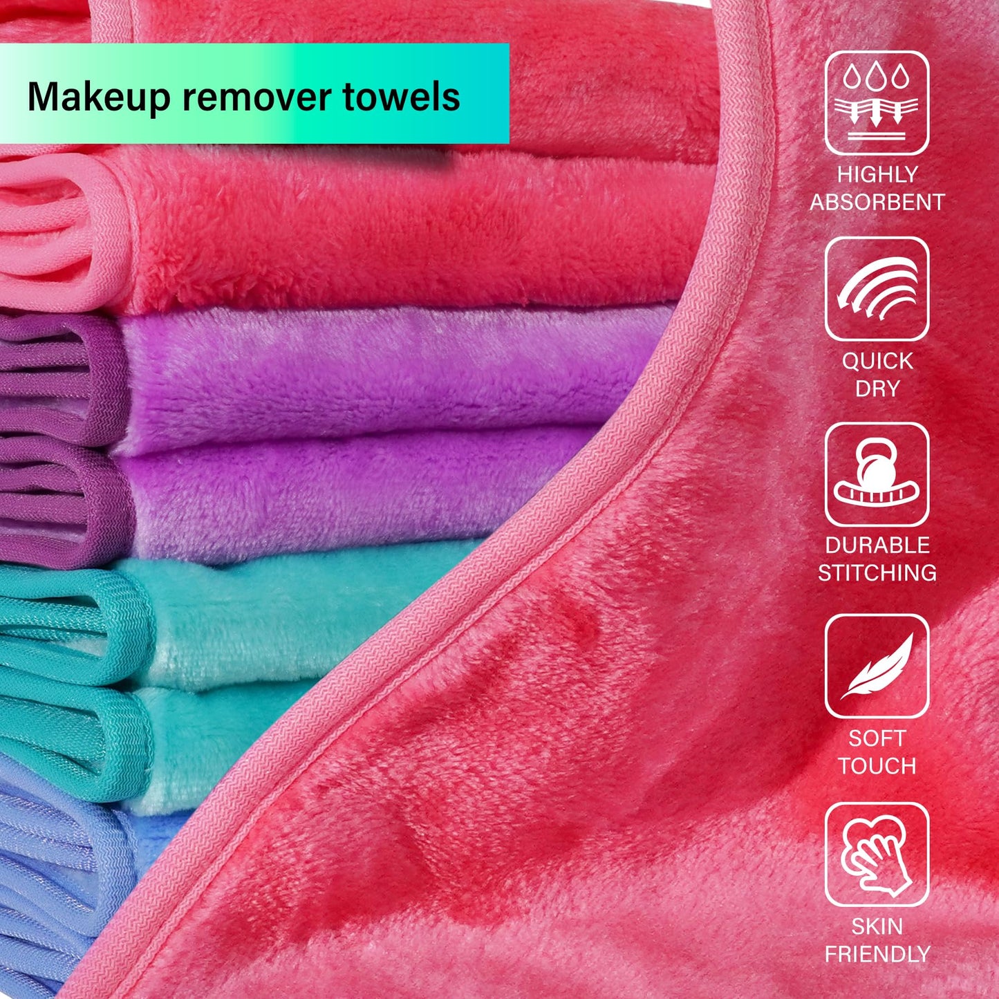 Nugilla Makeup Remover Cloths, 8 Packs Makeup Remover Towels Reusable Face Wash Cloth, Soft Microfiber Face Cloth for Women Beauty and Personal Care NUGILLA