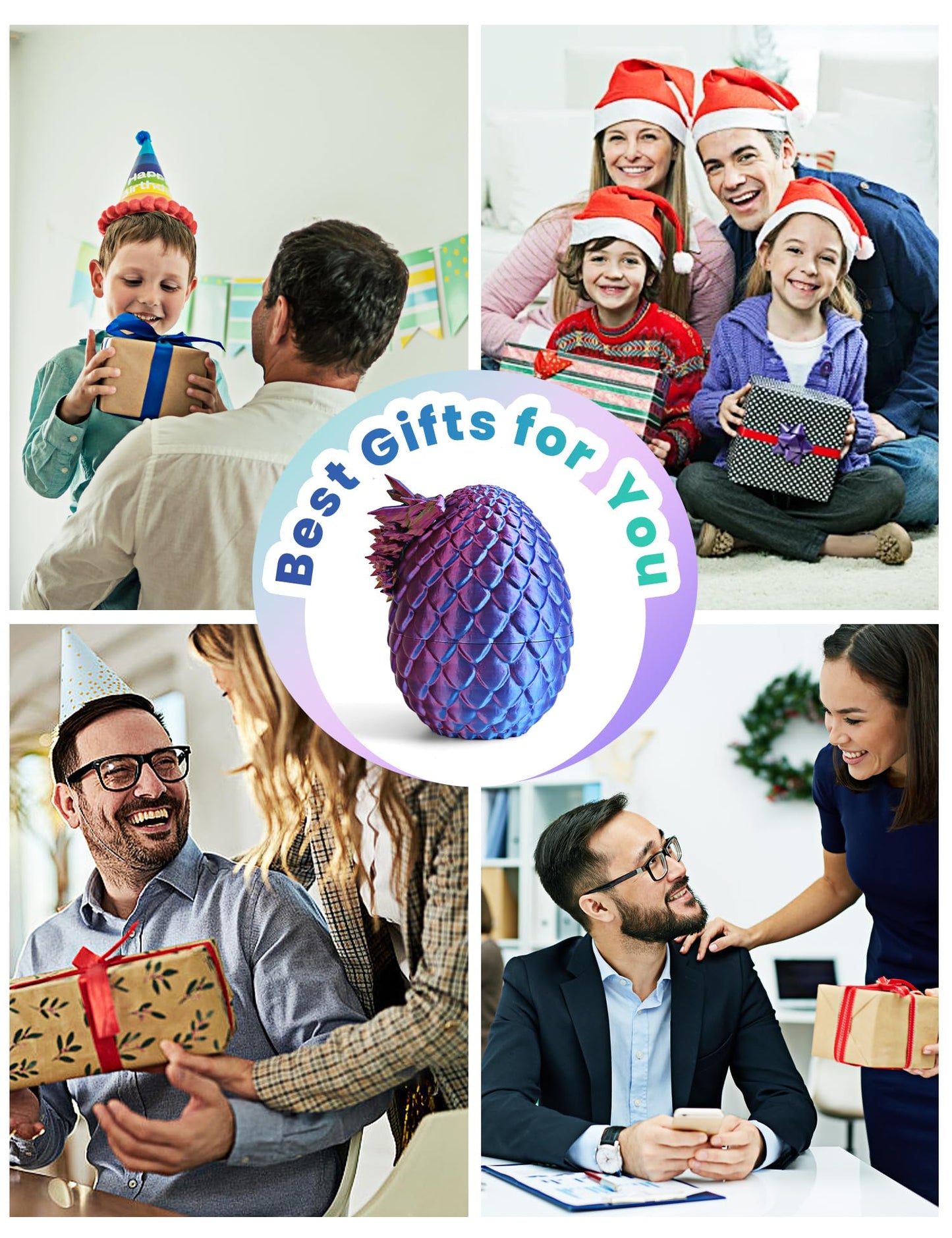 Easter Eggs Gifts for Kids, 3D Printed Dragon in Egg Easter Basket Stuffers Easter Toys for Kids Crystal Dragon Fidget Toys Prefilled Easter Eggs