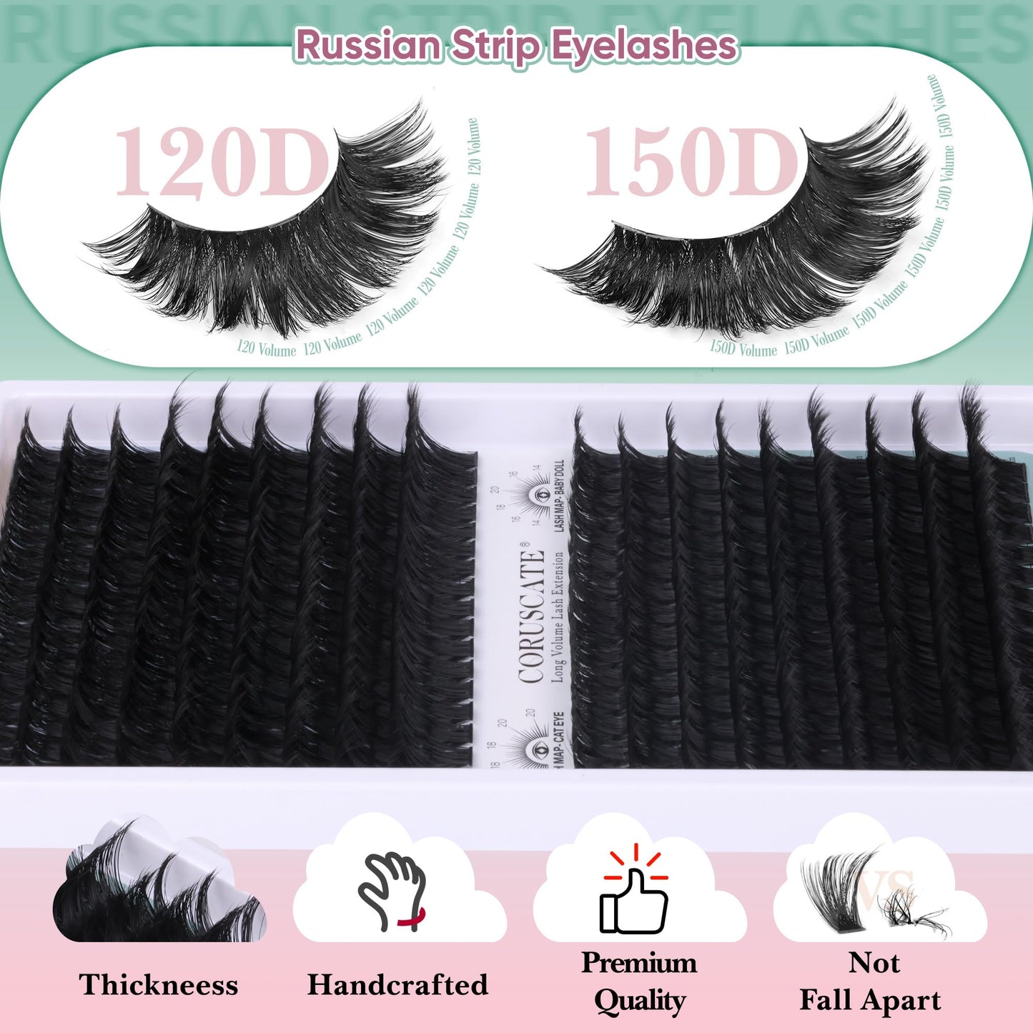CORUSCATE Lash Clusters 120D+150D Thick Eyelash Clusters 14-20mm Long Cluster Eyelash Extensions 288pcs Individual Lashes Cluster DIY Eyelashes Mink Beauty and Personal Care CORUSCATE