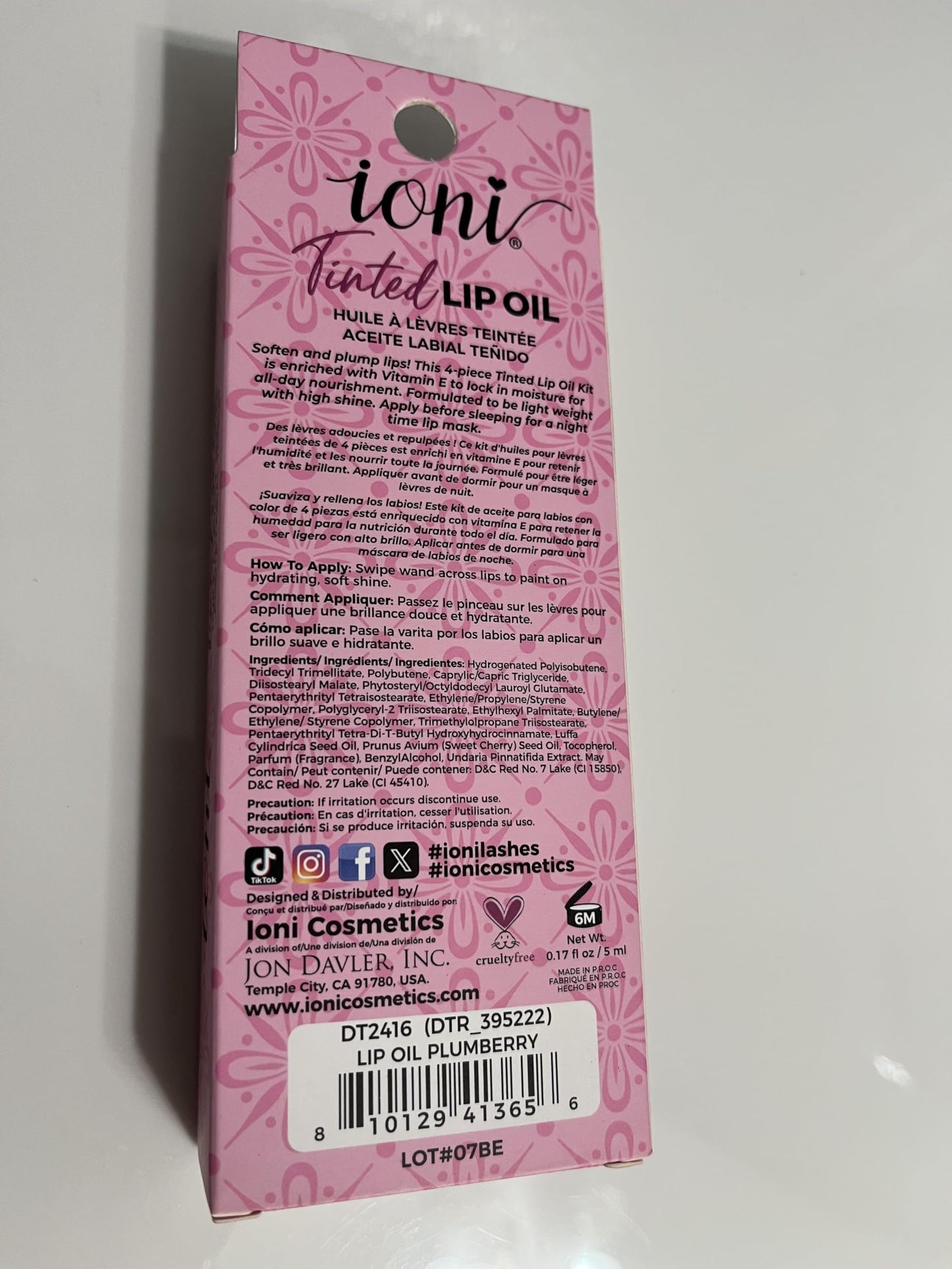 IONI Tinted Lip Oil, Plumberry, Vitamin E, Hydrating, Softens & Plumps Lips, Lightweight, High Shine, 0.17 FL OZ