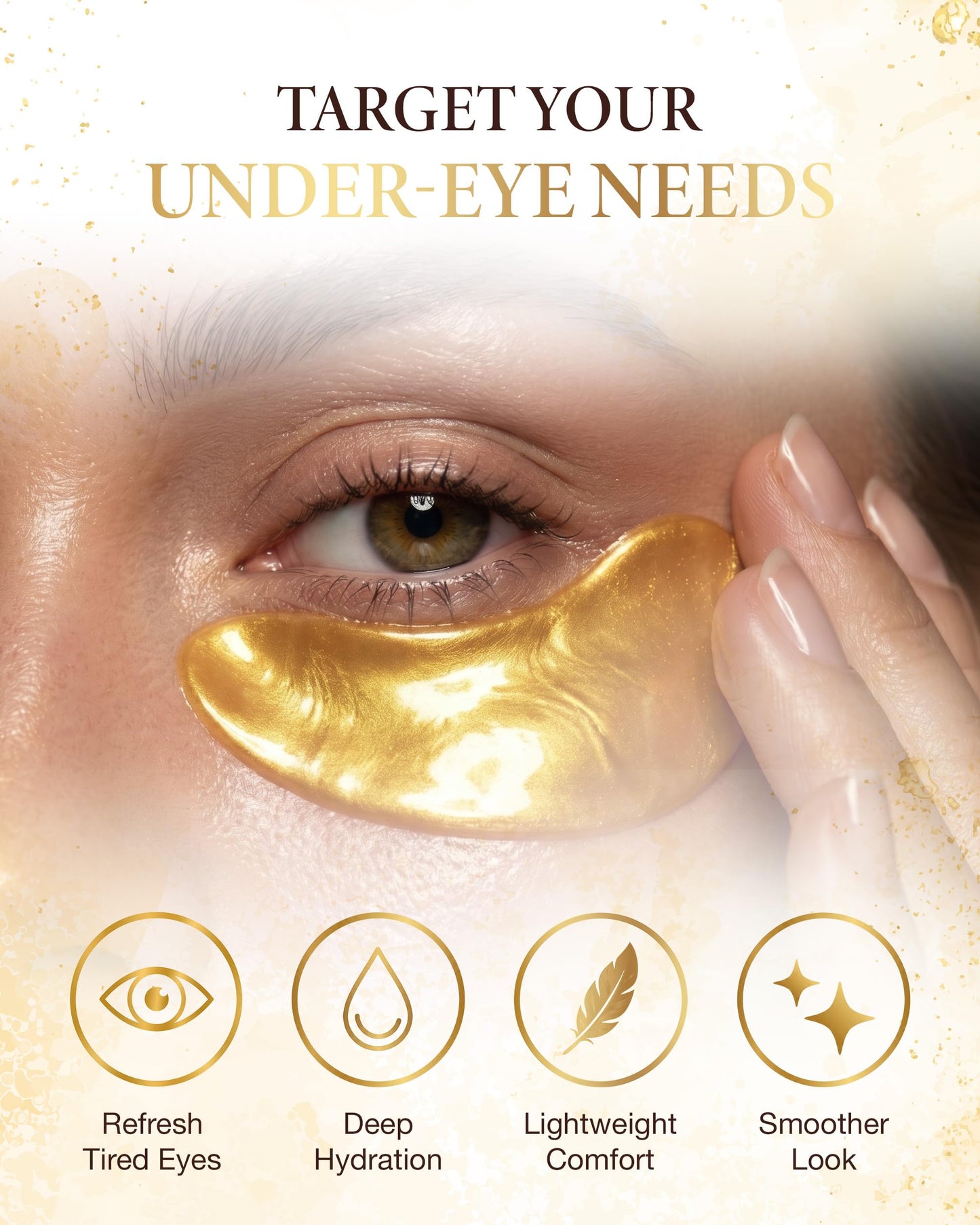AICHUN BEAUTY Crystal Collagen Gold Eye Mask - 24K Gold Eye Mask Patches - Hydrating Gold Eye Mask Crystal Gel Patches, 30 Pack
