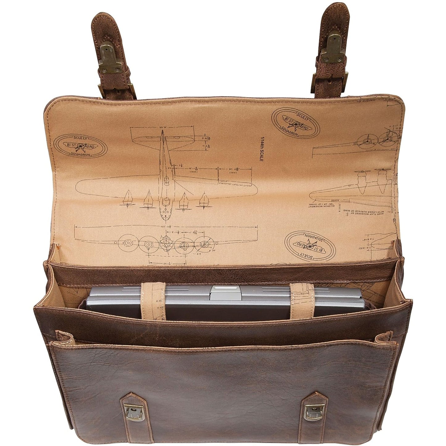 Scully Genuine Lamb Leather Satchel Briefcase, Antique Brown (602-10-29-F)
