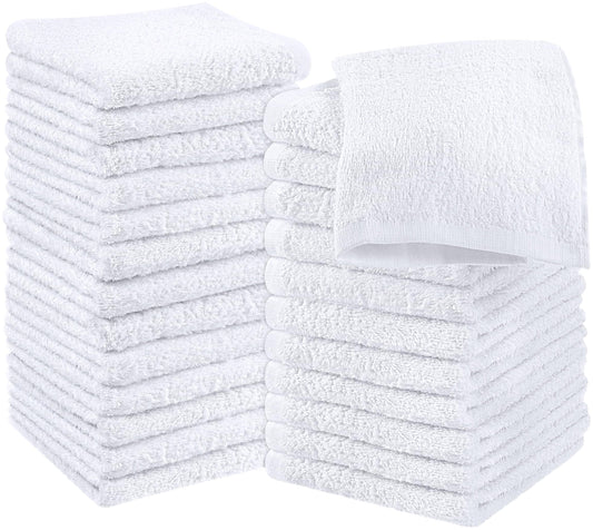 Utopia Towels 24 Pack Cotton Washcloths – 100% Ring Spun, Soft & Absorbent Flannel Face Towels, Premium Quality, White