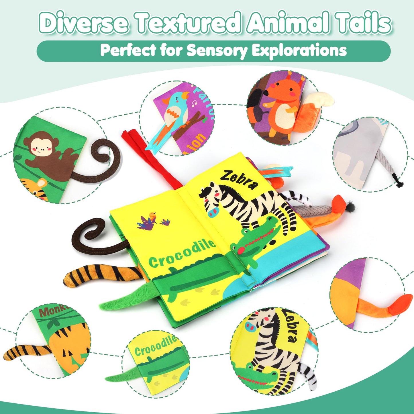 beiens Baby Crinkle Cloth Books – Touch & Feel Soft Infant Toys for Early Development, Interactive Stroller Books & Newborn Gifts 0-18 Months