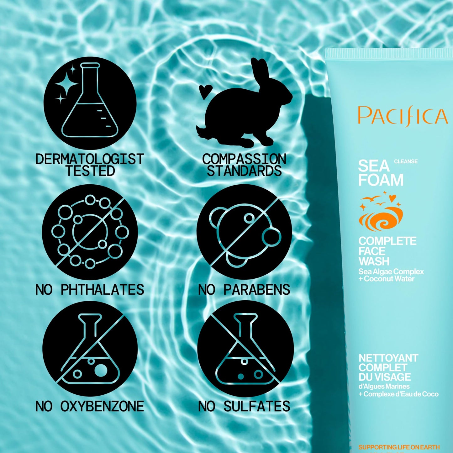 Pacifica Face Wash - Sea Foam Mini Travel Size, Skincare, Daily Gentle Foaming Cleanser, Makeup Remover, Face Cleanser, Skin Care, For Combination