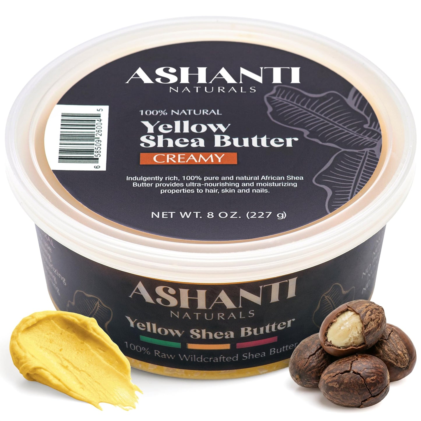 Ashanti Naturals Yellow Raw Shea Butter | Unrefined African Shea Butter | Creamy Moisturizer for Easy Application - 8 oz