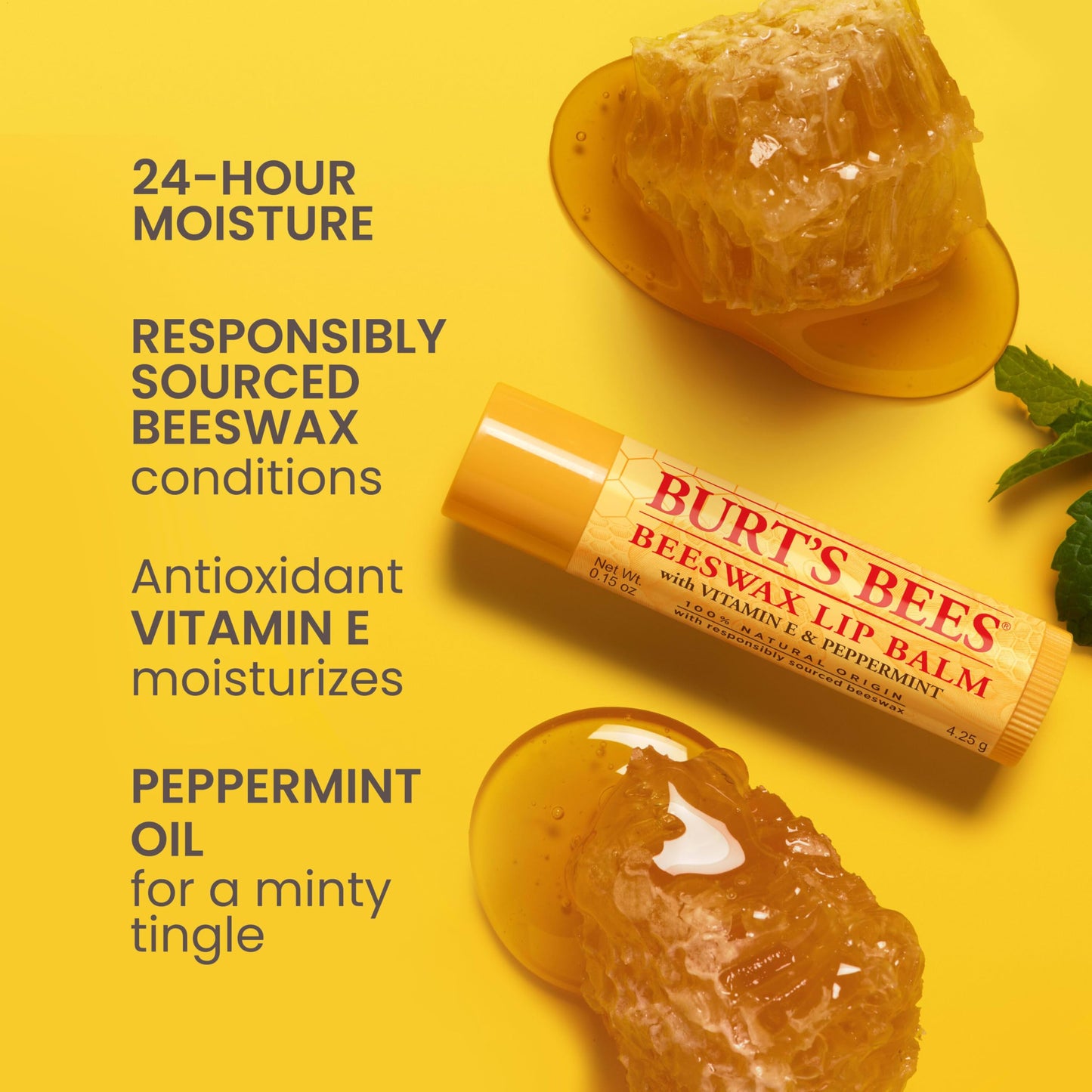 Burt's Bees 4 Lip Balm Stocking Stuffers Products, Assorted Mix Set - Classic Beeswax, Vanilla, Cucumber Mint & Coconut and Pear (Pack of 4)